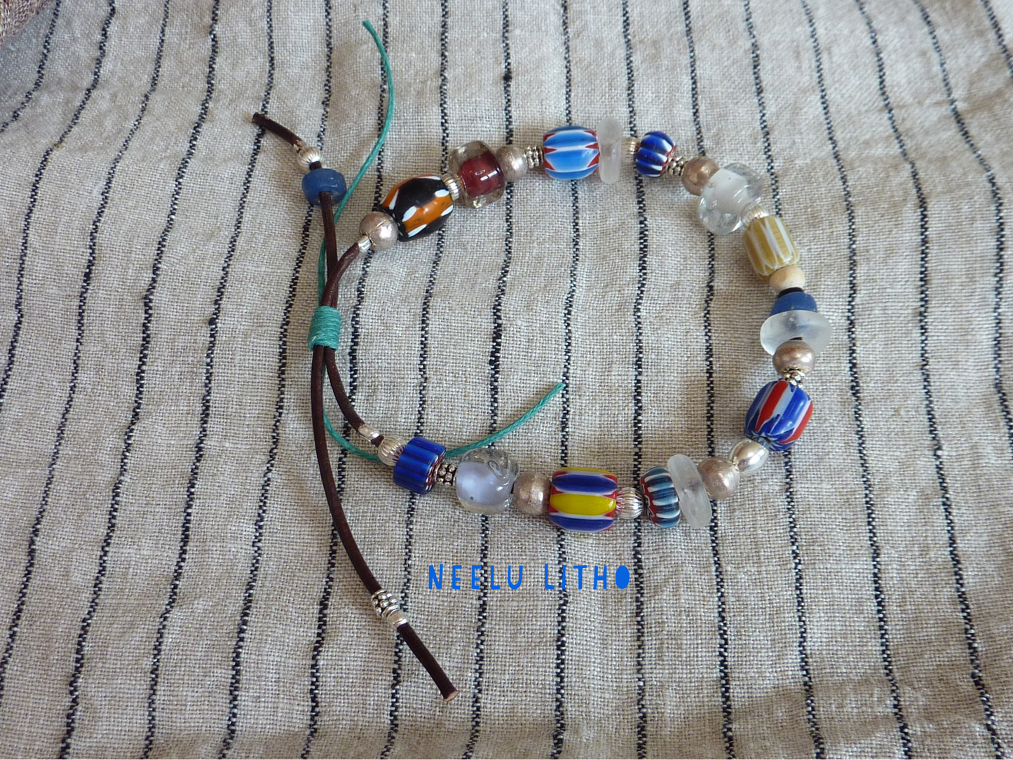 Bracelet de perles indiennes et africaines, taille réglable