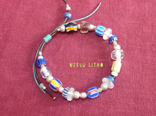 Bracelet de perles indiennes et africaines, taille réglable