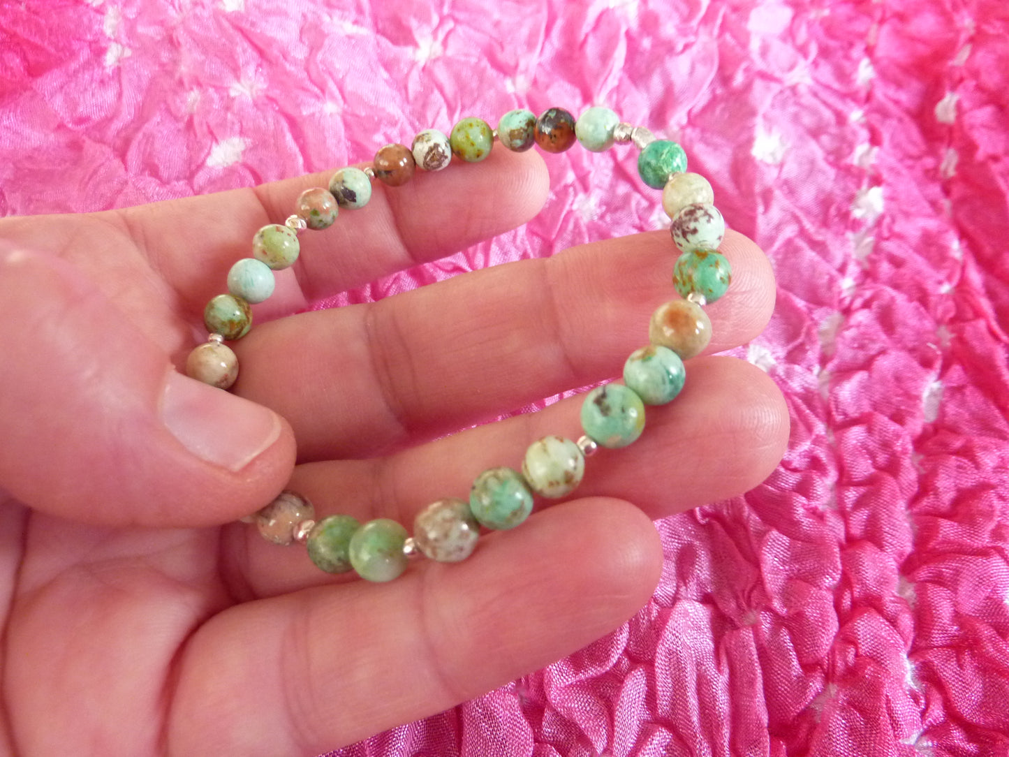 Bracelet de turquoise et de perles d'argent - taille 17,5cm