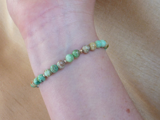 Bracelet de turquoise ++ et perles d'argent - taille 17,5cm