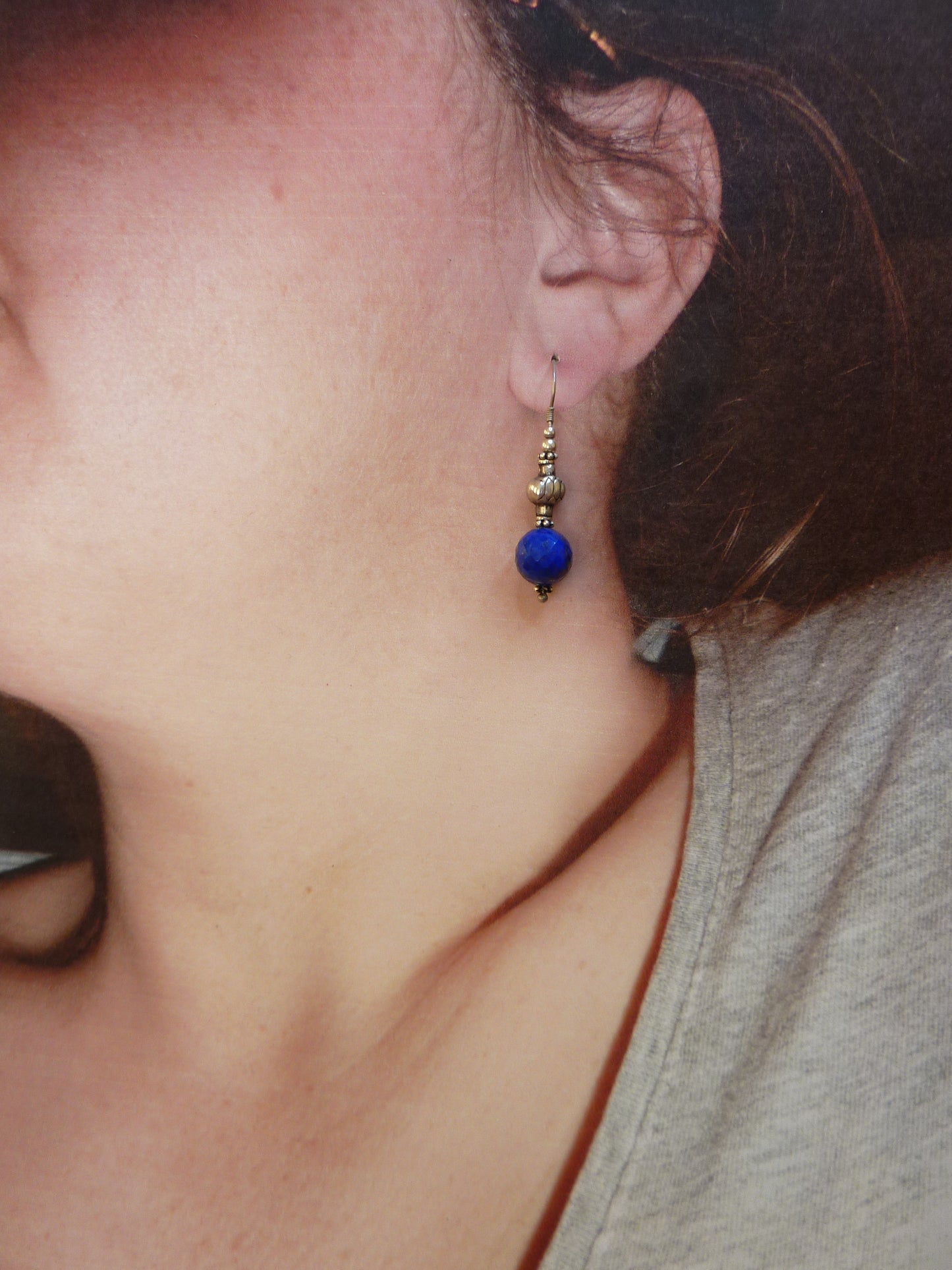 Boucles d'oreilles de lapis lazuli et argent 925